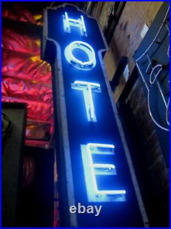 Vintage 1940's vertical HOTEL Neon ANTIQUE sign. Single Sided