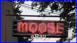 Vintage 1940s 4 Neon Moose Club Sign Painted Metal Bar, Fraternal Oneida Ny