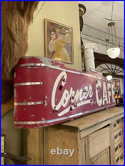 Vintage 1940s Barn Find Red & White Corner Cafe Neon Outdoor Business Sign