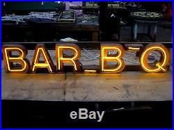 Vintage 1950's BBQ BARBEQUE Antique Neon Sign / Channel Letter ANTIQUE