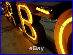 Vintage 1950's BBQ BARBEQUE Antique Neon Sign / Channel Letter ANTIQUE