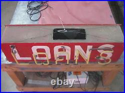 Vintage 1950's Neon LOANS hanging store sign / Pawn- Real estate Car Sales