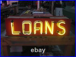 Vintage 1950's Neon LOANS hanging store sign / Pawn- Real estate Car Sales
