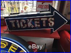 Vintage 1950's Original 4' Double sided TICKETS neon sign