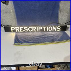 Vintage 1950's Prescriptions Light Up Sign 37 X 4.25 X 3.5 Plax-tex Signs Vintage 1950's Prescriptions Light Up Sign 37 X 4.25 X 3.5 Plax-tex Signs