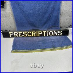 Vintage 1950's Prescriptions Light Up Sign 37 X 4.25 X 3.5 Plax-tex Signs Vintage 1950's Prescriptions Light Up Sign 37 X 4.25 X 3.5 Plax-tex Signs