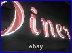 Vintage 1950's Restored Neon DINER sign Aluminum channel GORGEOUS Antique