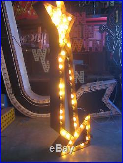 Vintage 1950's TALL YELLOW ARROW sign 2-sided with CHASE lights GREAT ANTIQUE