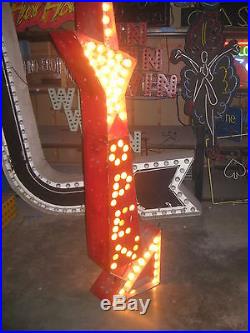 Vintage 1950's Tall BULB-LIT OPEN ARROW Double-Sided Antique Sign