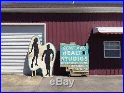 Vintage 1950s Old Neon Sign Health Studio Gym Garage Man Cave Not Gas Oil Beer