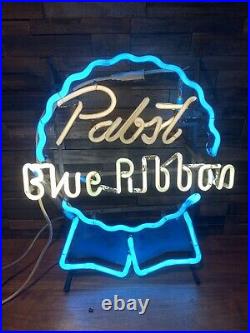 Vintage 1950s Pabst Blue Ribbon Beer Neon Light Advertising Sign Bar Window