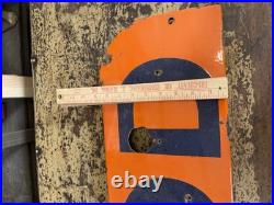 Vintage 1950s WOOD Porcelain Gas Station Neon Sign Orange Blue Advertising