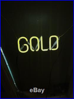 Vintage 1960s 70s Gold Neon Sign Great Shape! Works Great! 15 x 7