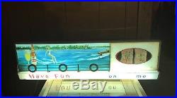 Vintage 1960s BURGER BEER LIGHTED SIGN Neon Lake Scene 34 X 9.5 IT WORKS