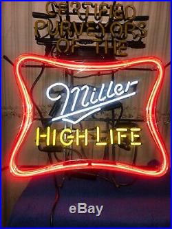 Vintage 1970 Miller High Life Neon Sign 26x30 Please Read