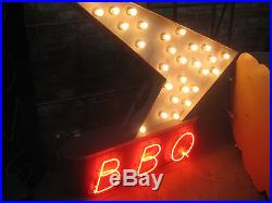Vintage 1970's BBQ BARBEQUE Antique Neon Sign ARROW