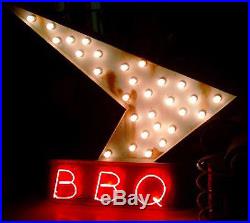 Vintage 1970's BBQ BARBEQUE Antique Neon Sign ARROW