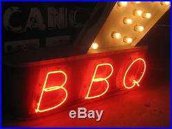 Vintage 1970's BBQ BARBEQUE Antique Neon Sign ARROW