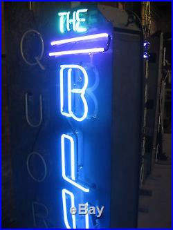Vintage 1970's BLUE MOOD LOUNGE Antique Neon Sign / Large Double Sided