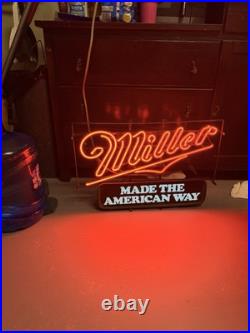 Vintage 1970's Miller High Life 26 X 16 Neon Window Sign Tavern Bar Decor