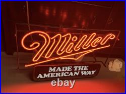 Vintage 1970's Miller High Life 26 X 16 Neon Window Sign Tavern Bar Decor