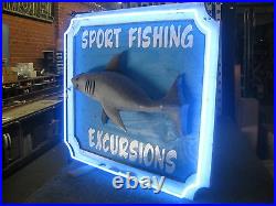 Vintage 1970's SPORT FISHING Vintage Neon Sign Shark Antique sign