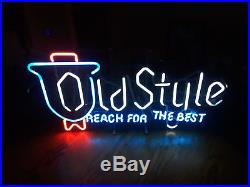 Vintage 1970s Old Style Beer Neon Sign Reach for the Best