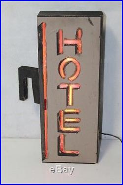 Vintage 1970s wooden neon Hotel sign 26 x 10 one of kind