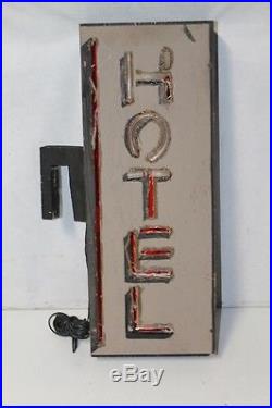 Vintage 1970s wooden neon Hotel sign 26 x 10 one of kind