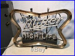 Vintage 1976 Neon Miller High Life Bar Beer Window Light Sign