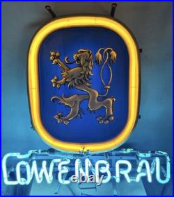 Vintage 1978 Lowenbrau Brewery Beer Lion Crest Neon Bar Light Sign Works Well