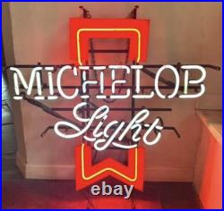 Vintage 1978 Michelob Light Beer Red Ribbon Neon Light Sign Works Well
