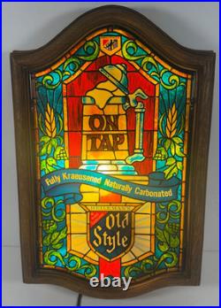 Vintage 1979 Heileman's Old Style Beer Tiffany Style Light Up Sign Tested READ