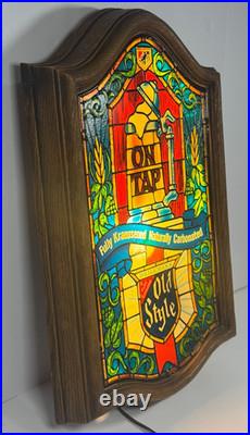 Vintage 1979 Heileman's Old Style Beer Tiffany Style Light Up Sign Tested READ