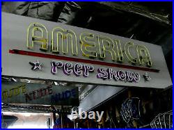 Vintage 1980's AMERICA PEEP SHOW (Large) Neon Sign / Single Sided Antique