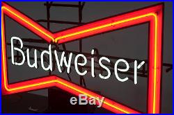 Vintage 1980's BUDWEISER BOW TIE NEON Sign, Beer BUD LN Ex++