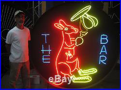 Vintage 1980's THE KANGAROO BAR Animated Neon Sign Gorgeous Design! LARGE