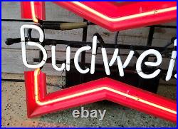 Vintage 1980s Budweiser Bow Tie Neon Beer Bar Window Sign