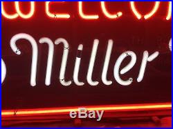(Vintage) 1980s welcome to Miller time Miller beer neon light up bar sign rare