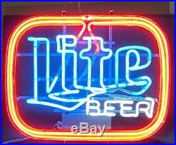 Vintage 1983 Miller Lite Beer Neon Lighted Sign, 21 x 16 x 6, Collectors