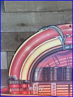 Vintage 1988 Beistle Neon Rock And Roll Jukebox Sign 35 x 24
