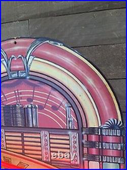 Vintage 1988 Beistle Neon Rock And Roll Jukebox Sign 35 x 24