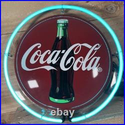Vintage 1990 COCA-COLA 12 BULLSEYE METAL DISC WALL HANGING NEON SIGN 14-1/2