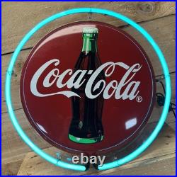 Vintage 1990 COCA-COLA 12 BULLSEYE METAL DISC WALL HANGING NEON SIGN 14-1/2
