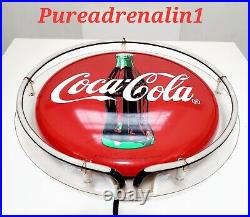 Vintage 1990 Coca Cola Lighted Neon Sign Everbrite Bottle Button Tested Man 98
