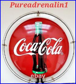 Vintage 1990 Coca Cola Lighted Neon Sign Everbrite Bottle Button Tested Man 98