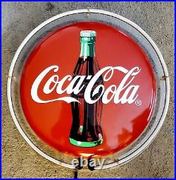 Vintage 1990 Coca Cola Lighted Neon Sign Everbrite Bottle Button Tested Man 98