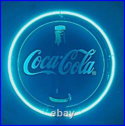 Vintage 1990 Coca Cola Lighted Neon Sign Everbrite Bottle Button Tested Man 98