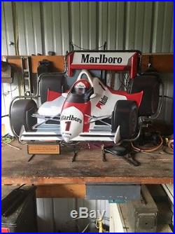 Vintage 1990 Marlboro Mobil Indy F1 Race Car Neon Store Display Sign