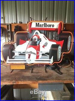 Vintage 1990 Marlboro Mobil Indy F1 Race Car Neon Store Display Sign